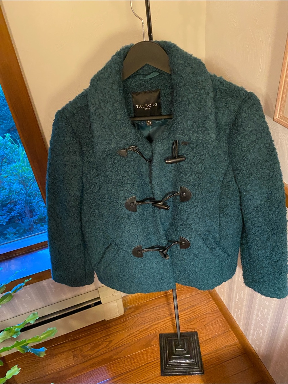 Talbots Teal Bouclé Toggle Jacket